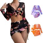 3Pieces Bikini Set With Skirt Cover Up String Thong Bathing Suit Women Swimsuit
