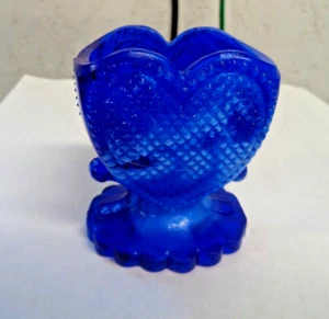 Boyd Glass Heart Cobalt Blue w/ swirls Diamond Mark NEW MINT - Picture 1 of 3