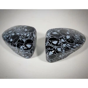 Volkswagen VW Mirror Cap Black w white skulls hydrodip Rearview Cc Jetta Passat - Picture 1 of 10