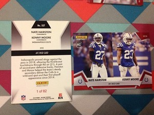 Nate Hairston RC / Kenny Moore RC #327 Colts Red Playoffs 2018 Panini Instant