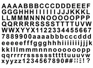 Block Alphabet Letters 197 pcs 0.25 Inch Black Fused Glass Decals - Picture 1 of 1