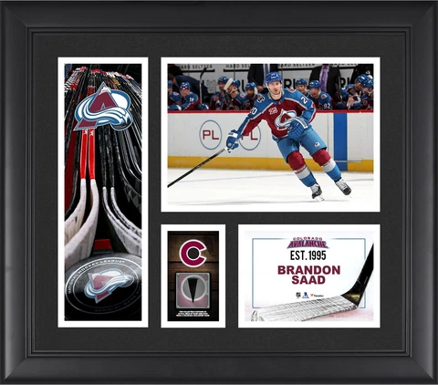 Brandon Saad Avalanche FRMD 15" x 17" Player Collage with a Piece of GU Puck Cover