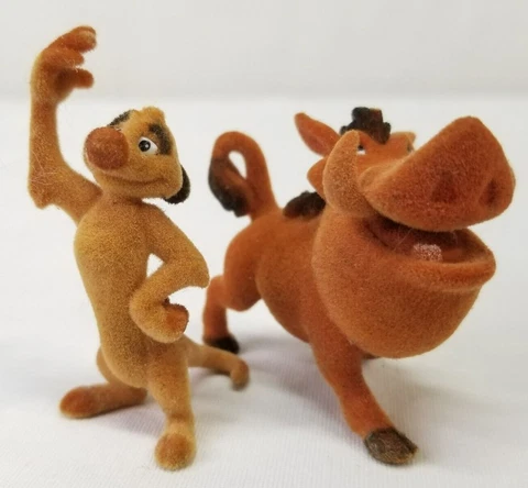Flocked Timon And Pumbaa Figures 2" Fuzzy Disney Walmart Exclusive The Lion King Cover