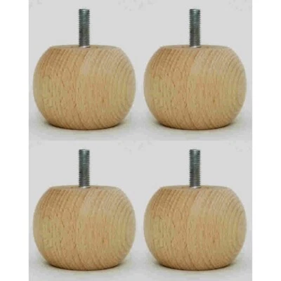 4 SMALL BUN FEET FOR FURNITURE 64mm dia. (2.5"),  50mm (2") high  E120 - Image 1 of 3