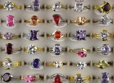 Venta al por mayor lotes de 60 piezas anillos de compromiso de boda de circonita cúbica para dama - Imagen 1 de 4