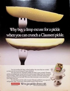 VINTAGE 1980s Print Ad ~ Claussen Pickles ~ We've got pickles down cold - Picture 1 of 1