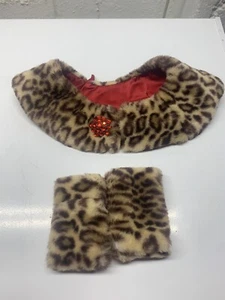AMERICAN GIRL Faux Fur Animal Print Collar w/Attached Faux Ruby Pin Child Size - Picture 1 of 9