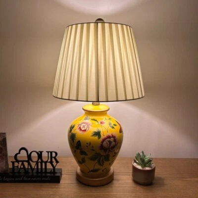 Ceramic Table Lamp Butterfly Flowers Yellow LED Bulbs Included 12"W*12"D*22"H - Image 1 of 4