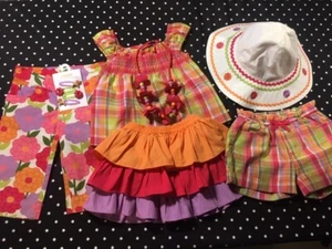 Gymboree Pretty Posies top capri pants skirt hat hair necklace shorts 2T 3 lot - Picture 1 of 9