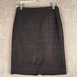 Banana Republic Women’s Tweed Mini Skirt Size 00P Petite Coated Black Shimmer - Picture 1 of 11