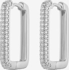 Exquisite Micro Pave 14K White Gold Plated Rectangular Cubic Zircon Hoop Earring