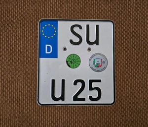 REAL AUTHENTIC ORIGINAL GERMAN MOTORCYCLE LICENSE PLATE BMW TAG NUMBER SU U25 - Bild 1 von 1