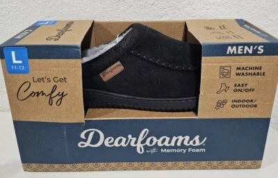 Туфли мужские Dearfoams из пеноматериала с эффектом памяти (черные, система размеров обуви США большие 11-12 - Изображение 1 из 4