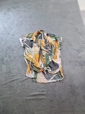 Blusa Top Tamara H Mujer Talla Pequeña Estampado Multi Abstracto Cuello Botón Delantero Foto 1 de 4