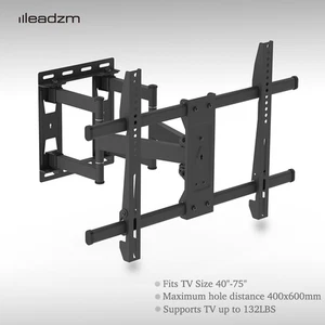 Full Motion LCD LED TV Wall Mount Bracket 40 45 50 55 60 65 70 75" Flat Tilting - Picture 1 of 16