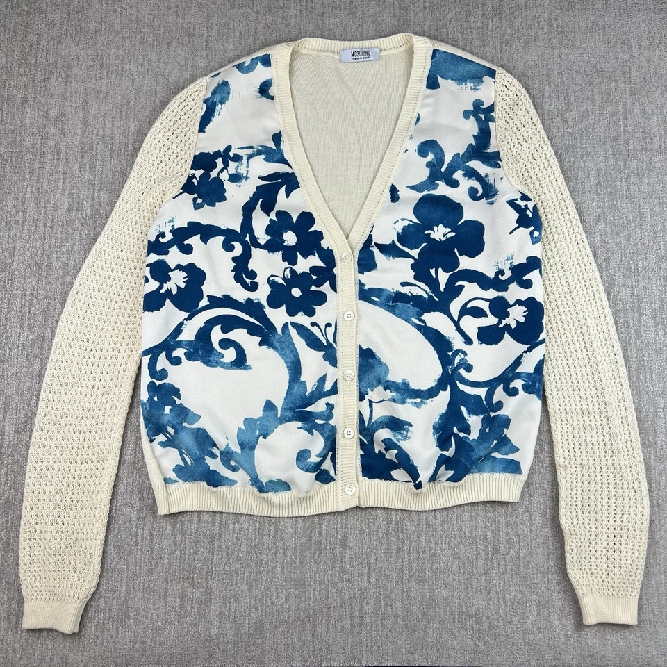 Cárdigan Suéter Moschino Barato y Elegante Raro Estampado Cuello en V Para Mujer’s 12 Floral Foto 1 de 4