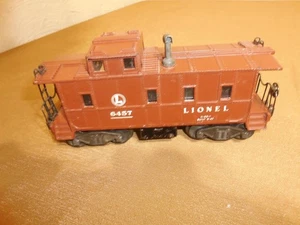 LIONEL  O  GUAGE BROWN CABOOSE 6457  C-40-1 BUILT 9-47 WORKING ILLUMINATED LIGHT - Picture 1 of 7