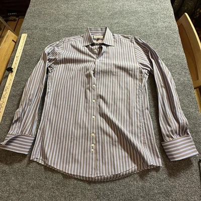 Мужская приталенная рубашка в полоску от FINE Pink - Изображение 1 из 4