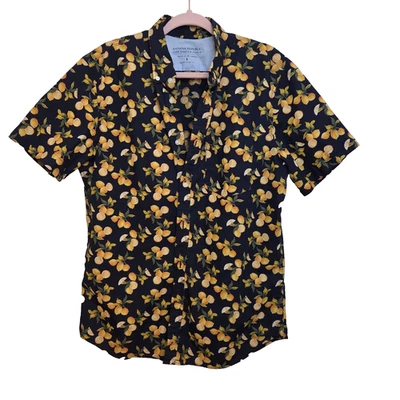 Camisa Banana Republic Para Hombre Grande Grant Calce Ajustado Lujo Popelina Estampado Limón Usada Foto 1 de 4