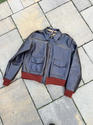 Aero Cuero A-2 Sello Piel de Caballo Cecina Talla 40 Contrato No. 42-15142-P Foto 1 de 4