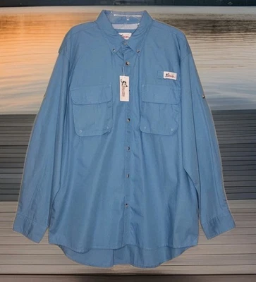 Классный синий хлопок вентилируемый длинным рукавом рубашка для рыбалки на пуговицах - мужской размер XL - Изображение 1 из 3