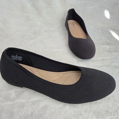 Old Navy Ballet Flats Sz 7 M Black Woven Fabric Casual Almond Toe Comfort Shoes - Image 1 of 4