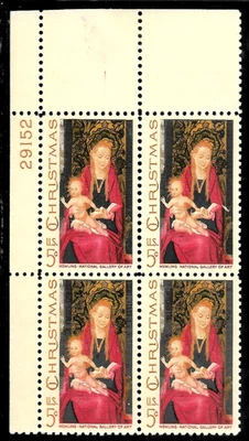 CHRISTMAS HOLIDAYS US #1336 MEMLING'S MADONNA AND CHILD MVF 5c STAMP PLATE BLOCK - Image 1 of 3