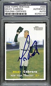 Melky Cabrera Signed 2006 Topps Heritage Yankees Baseball Card #466 PSA/DNA COA