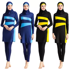 Modest Women Islam Hijab Muslim Swimwear Full Cover Arab Beachwear Swimming Suit - Picture 1 of 20