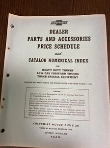 Chevrolet Dealer 1956-1958 Truck Parts And Accessories Prices Schedule  - Picture 1 of 4