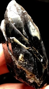 95g natürliches schwarzes RAUCHQUARZ Lemurisches QUARZ Lemurien Kristallspitze s554 - Bild 1 von 6