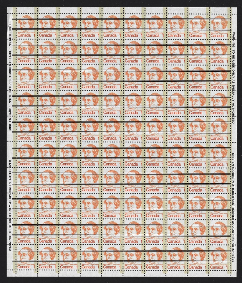 Canada Stamps — Full Pane of 100 — Caricature: Sir John A. Macdonald #586xx MNH - Image 1 of 1