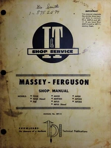 Massey-Ferguson TO35 F40 MF35 MF204 MF35D MH50 MHF202 Tractor I&T Service Manual - Picture 1 of 4