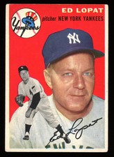 1954 Topps #5 Ed Lopat VG VGEX+ CENTERED NO CREASES Set Break J&J 001