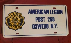 Vintage Oswego Ny Post 268 American Legion Plastic License Plate Tag - Picture 1 of 1