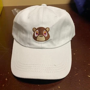 Ye Mens White Strapback Kanye West Bear Dad Hat Lovely Baseball Cap Size OS - Picture 1 of 3