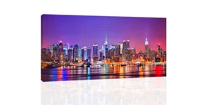 Nueva-York-City Night-ARTE DE PARED EN LIENZO O IMPRESO - Imagen 1 de 2