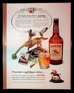 1950s Hunter Blended Whiskey Matches Art Vintage Print Ad - Picture 1 of 1