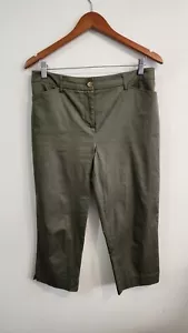 JACQUI E Designer Label Womens Olive Green Short Crop Dress Trousers Pants 10 - Picture 1 of 7