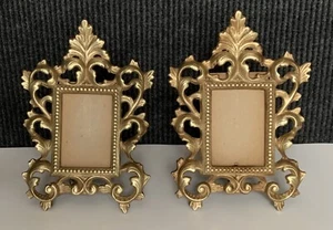 ANTIQUE SCROLLED CAST BRASS PICTURE FRAMES (PAIR), VIRGINIA - Picture 1 of 8