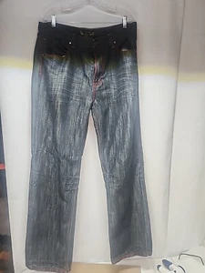 VINTAGE Raw Blue Jeans Men 36x34 Blue Loose Baggy - Picture 1 of 8