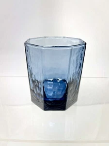 Vintage LIBBEY Facet Dusky Blue Glass Short Tumbler 3.5” Octagonal Paneled - Picture 1 of 8