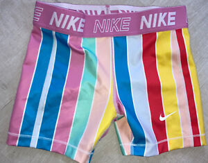 Nike Pro Stripe Dri-Fit  Girls Active Shorts Size Medium Compression EUC