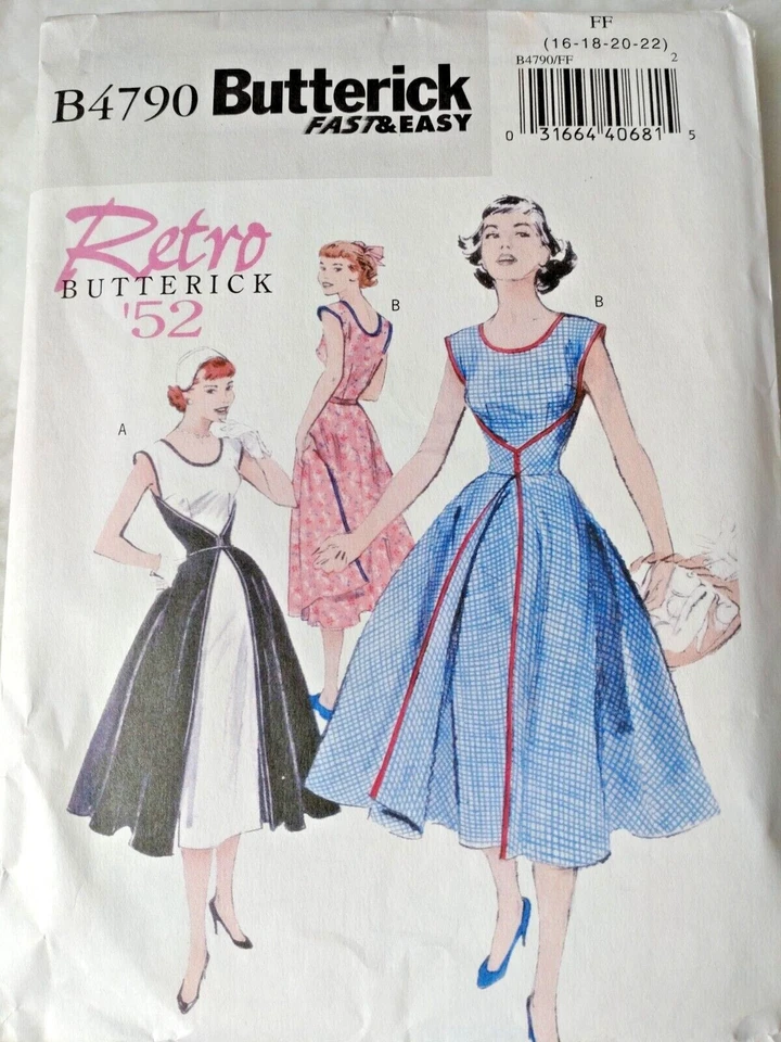 B4790 Butterick Retro Vtg 1952 50s Walkaway Wrap Dress Easy Pattern FF 16-22