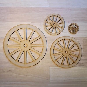 Cart Wheels Vintage Coach MDF Craft Shapes Wooden 10-60cm Decoration Trains - Picture 1 of 7