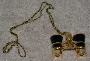 Vintage Selsi Black and Gold Opera Binoculars 3x22 Black and Gold Chain #2 - Picture 1 of 6
