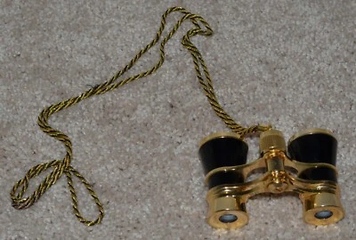 Vintage Selsi Black and Gold Opera Binoculars 3x22 Black and Gold Chain #2 - Image 1 of 4