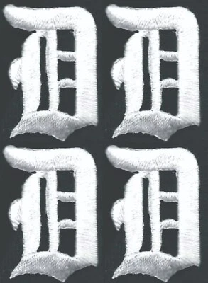 White Gothic Letter D Patch Embroidered Old English Appliqué 4 pcs (1 1/8" in) - Image 1 of 2