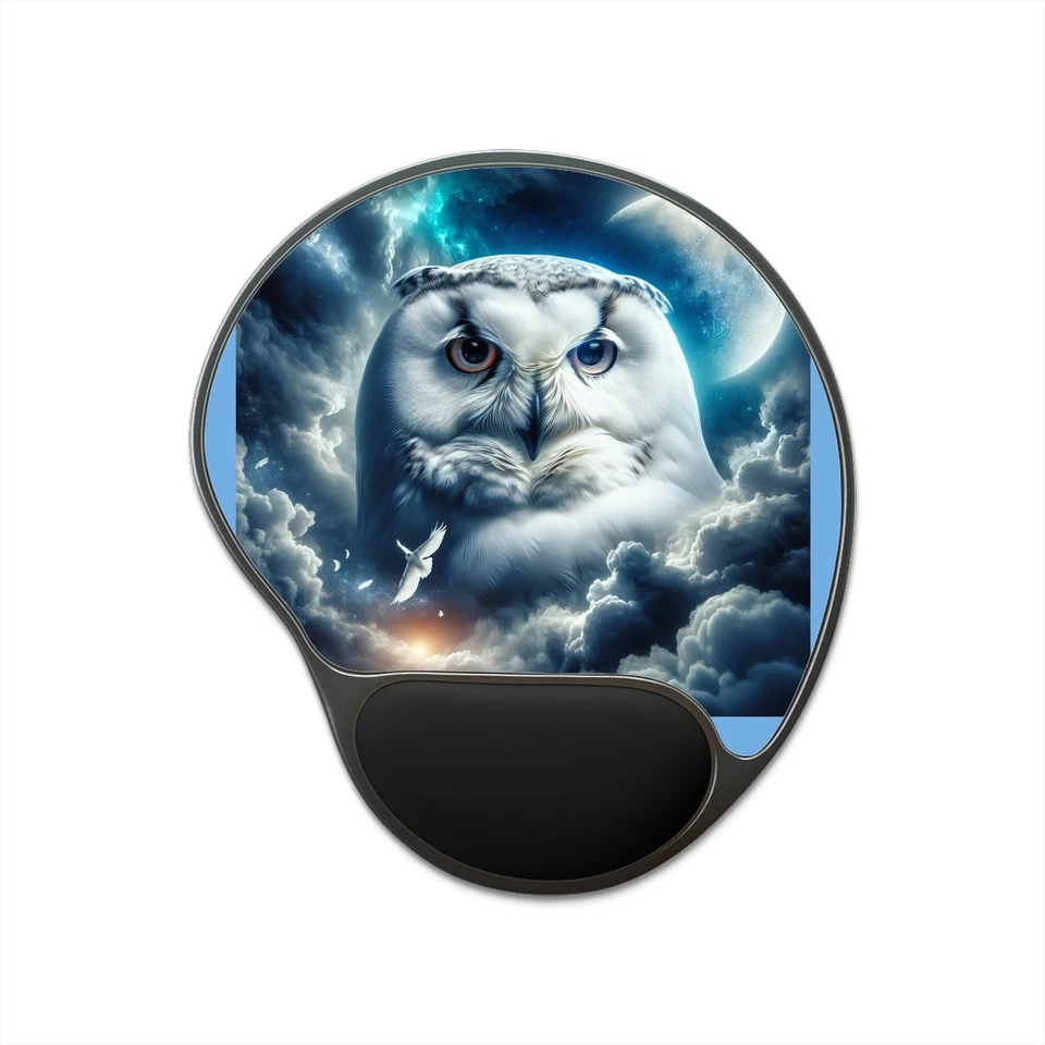 Owl White Wise Luck Mouse Pad With Wrist Rest - Image 1 of 1