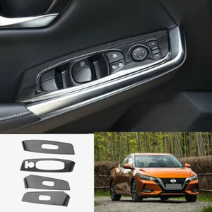 For Nissan Sylphy Sentra 2020-22 black titanium Window lift switch cover trim 4x - Picture 1 of 7